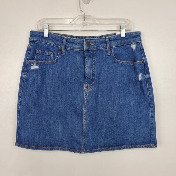Old Navy Medium Wash Denim Jean Skirt With Light Distressing NEW NWT Size 12 - Picture 8 of 8